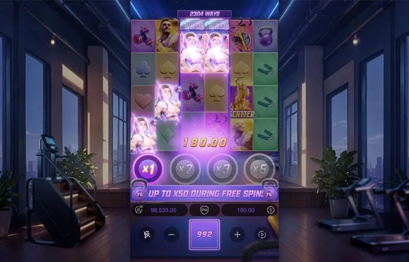 Mighty Mania – výhra v základnom režime s osvetlenou líniou