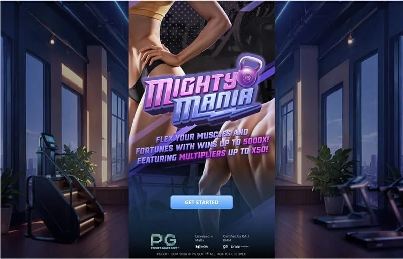 Mighty Mania – hlavné menu a obrazovka výberu stávky